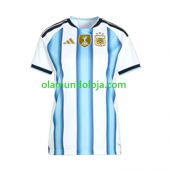 Camisola Argentina Mulher Equipamento Primeiro Copa do Mundo 2026 Manga Curta